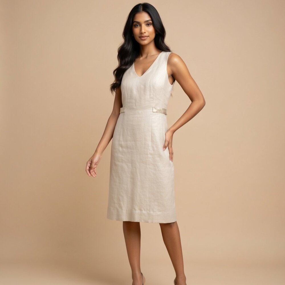 Banana Republic petite linen sleeveless dress